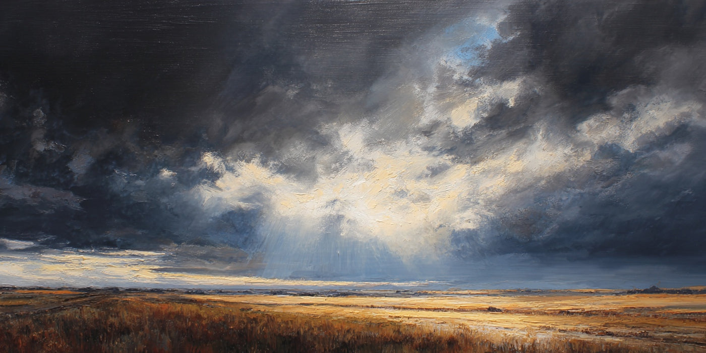 Impression sur toile « Paysage dramatique sous un ciel d'orage »