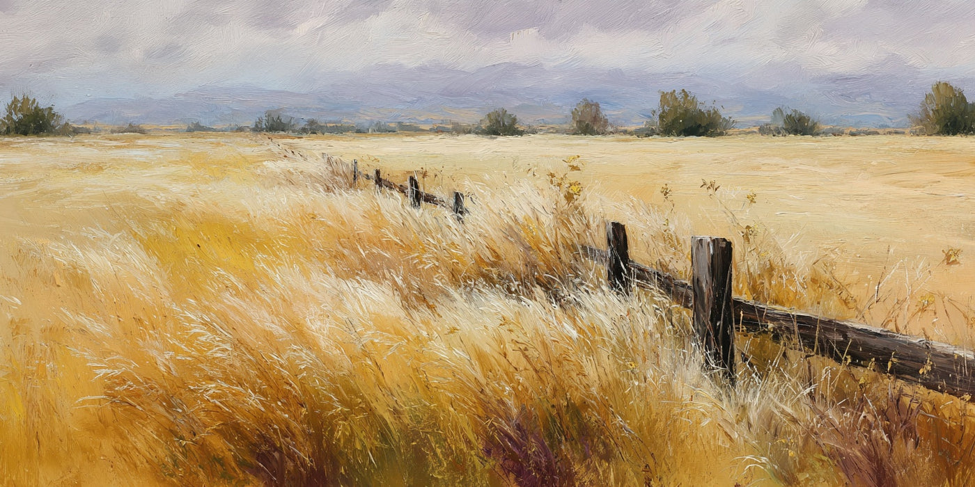 Golden Field Fence Leinwanddruck