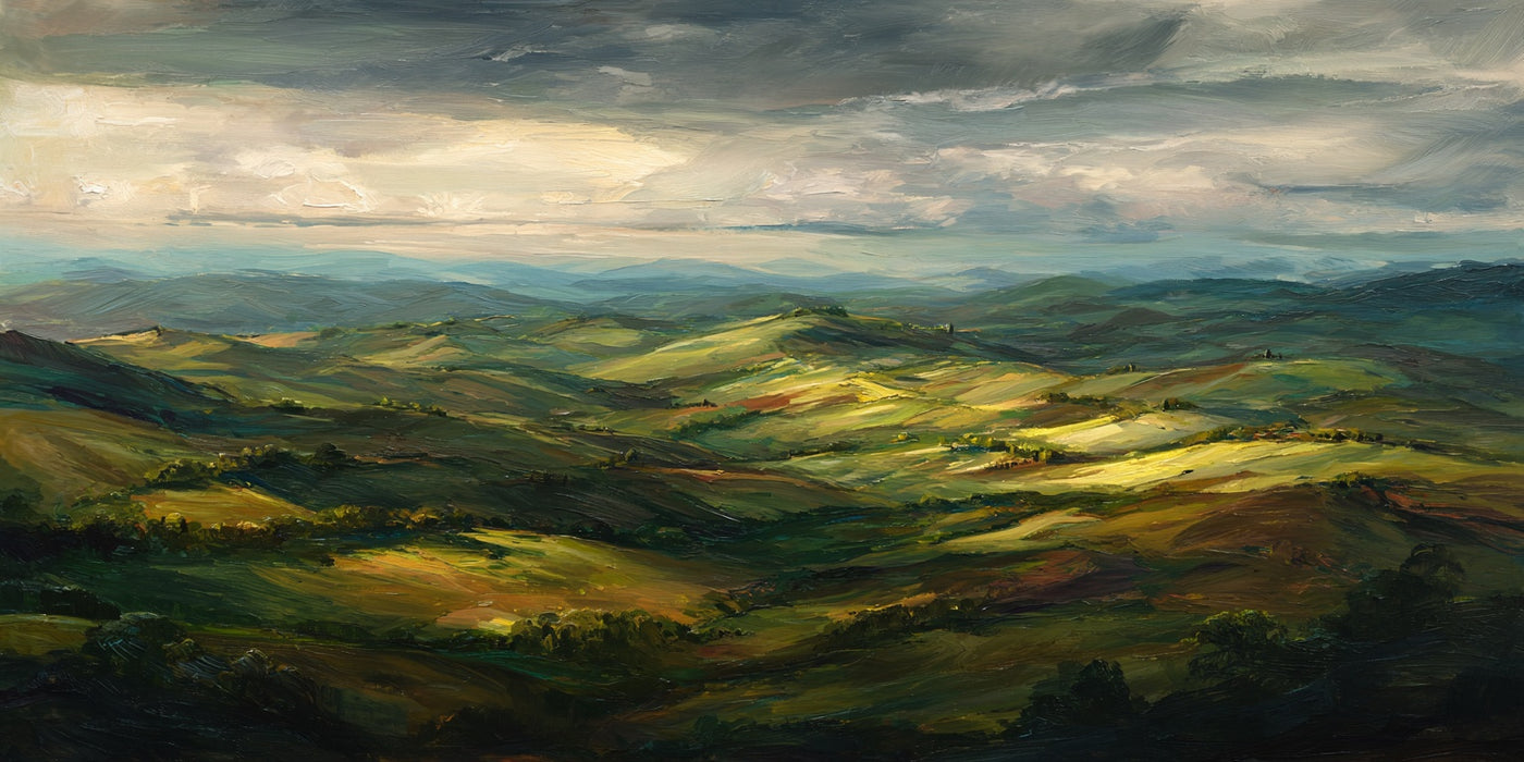 Landschaftsbild mit sanften Hügeln (Leinwanddruck)