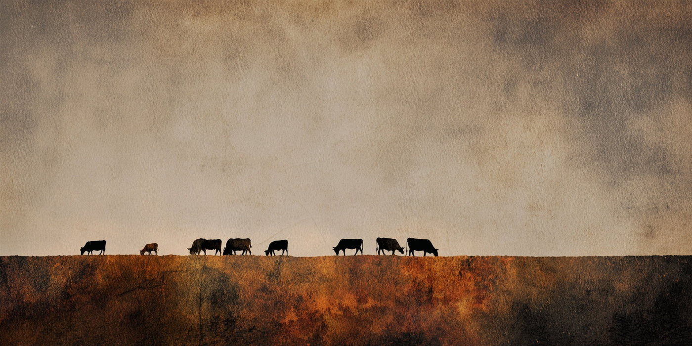 Cattle Grazing Silhouette Canvas Print