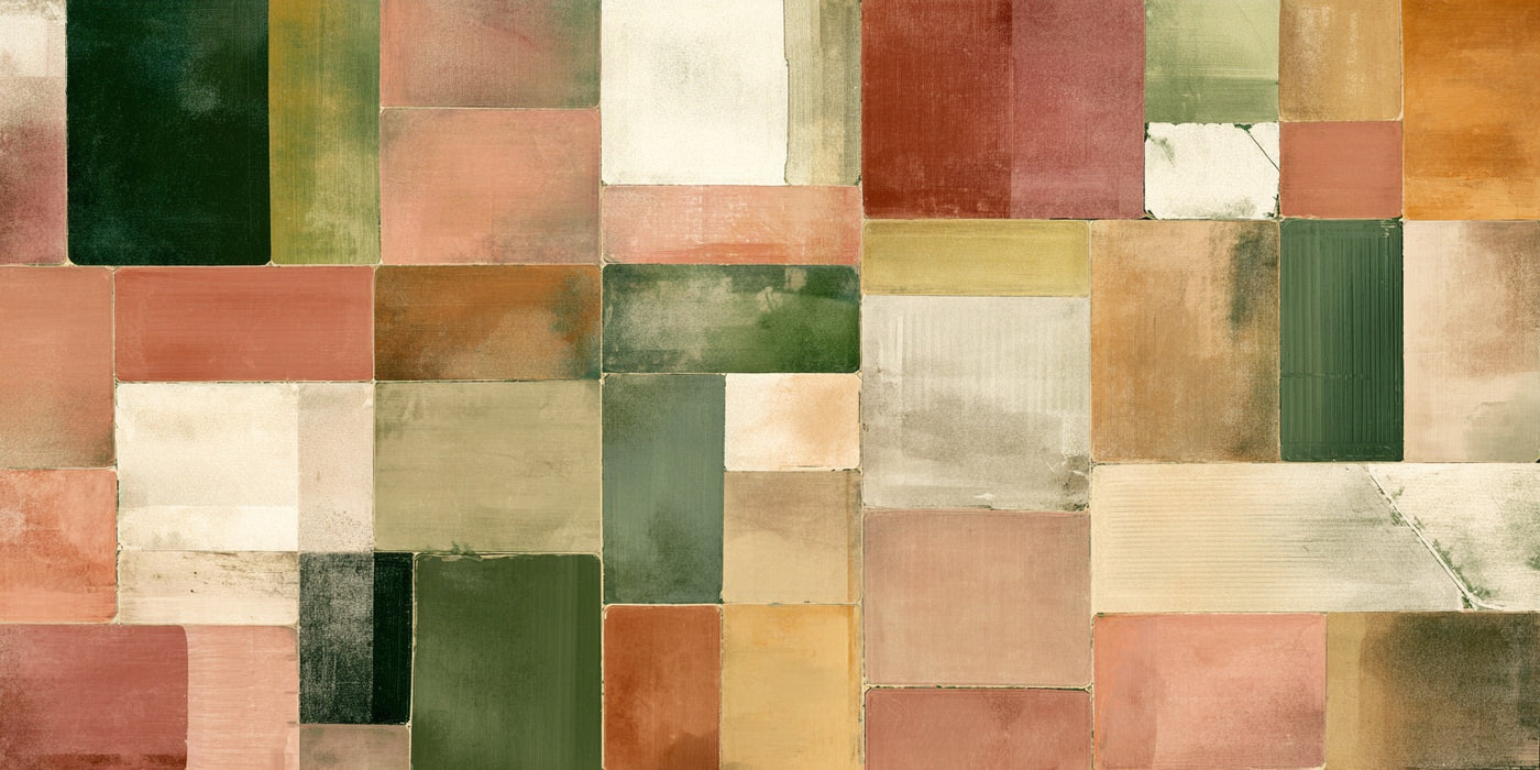 Geometrischer Patchwork-Leinwanddruck