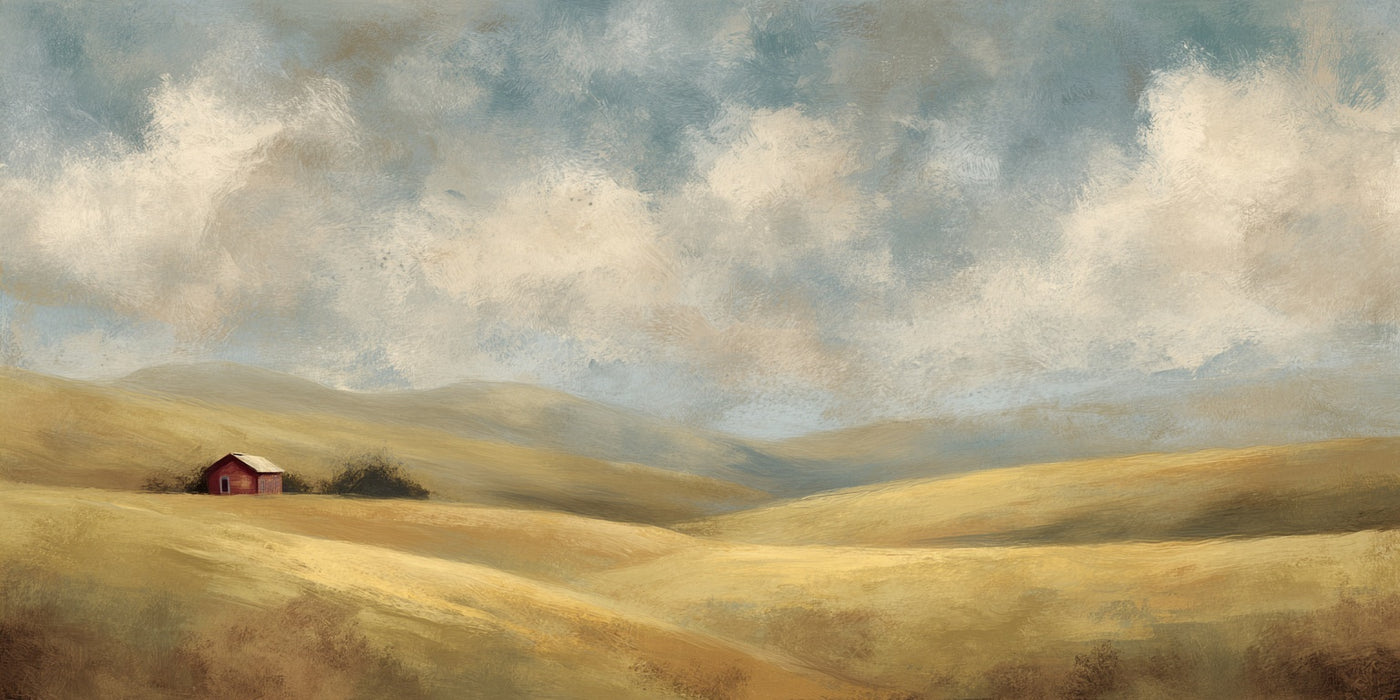 Rolling Hills Barn Landscape Canvas Print