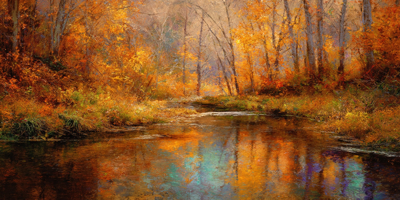 Autumn River Landscape Canvas Print