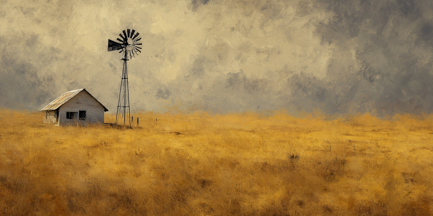 Impression sur toile représentant un paysage de moulin à vent de ferme