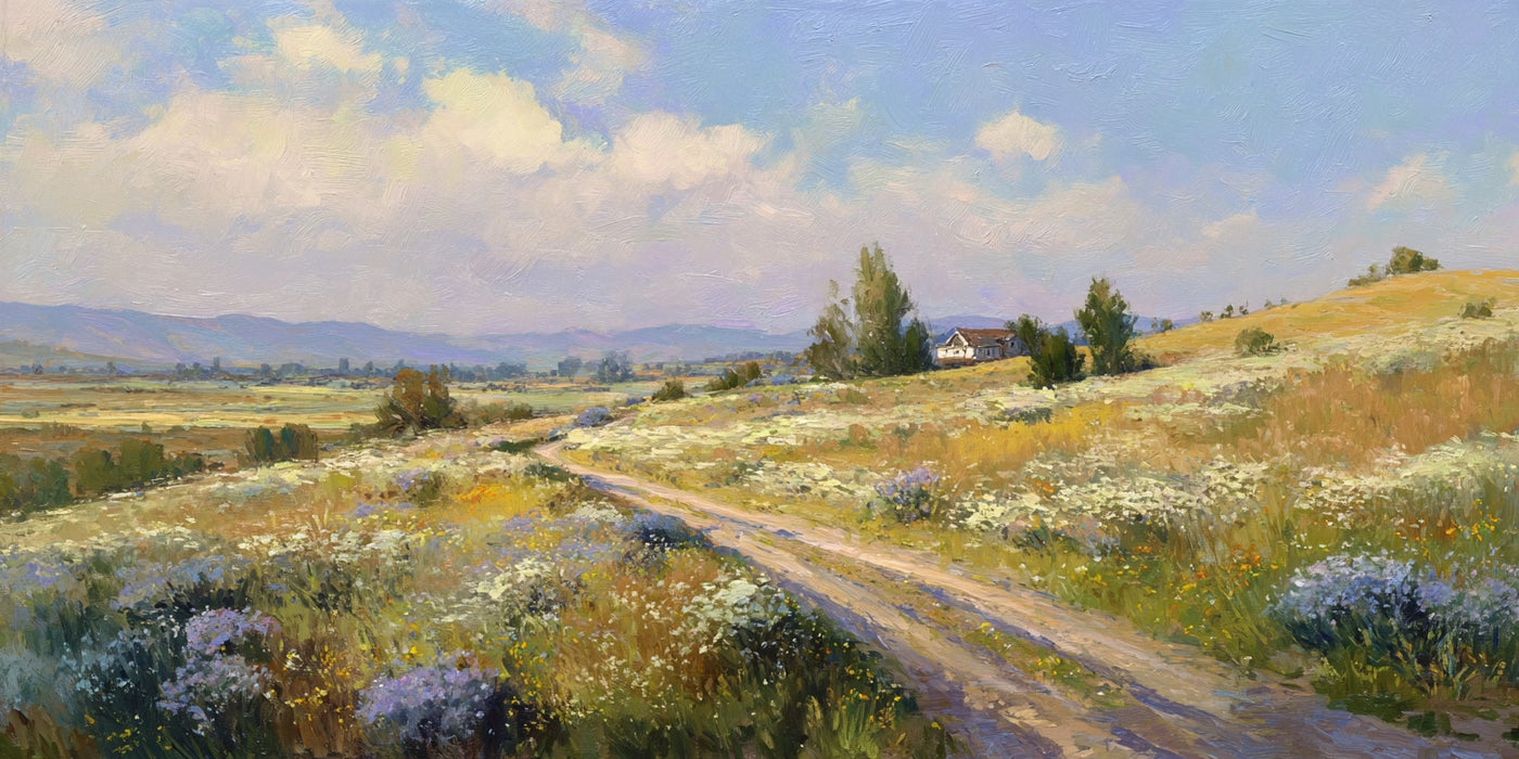 Country Road Wildflowers Canvas Print