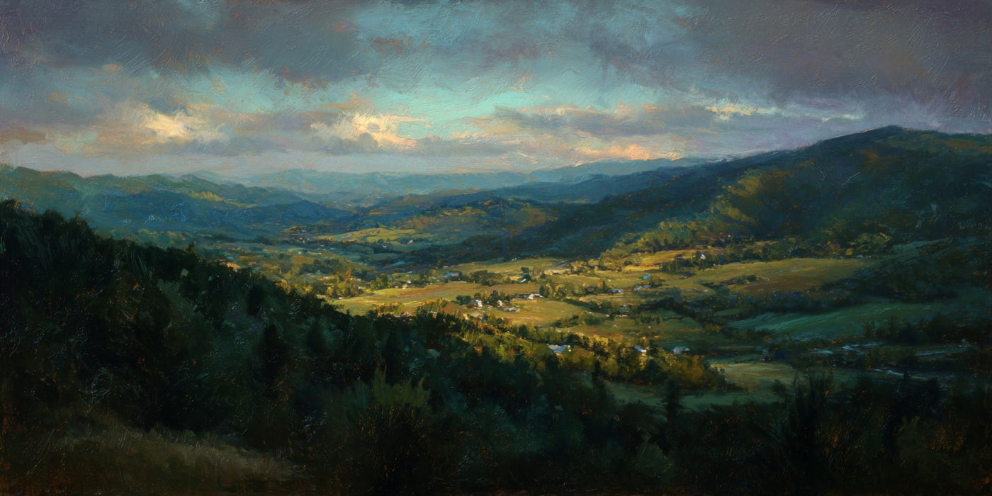 Landschaftsbild eines ruhigen Tals (Leinwanddruck)