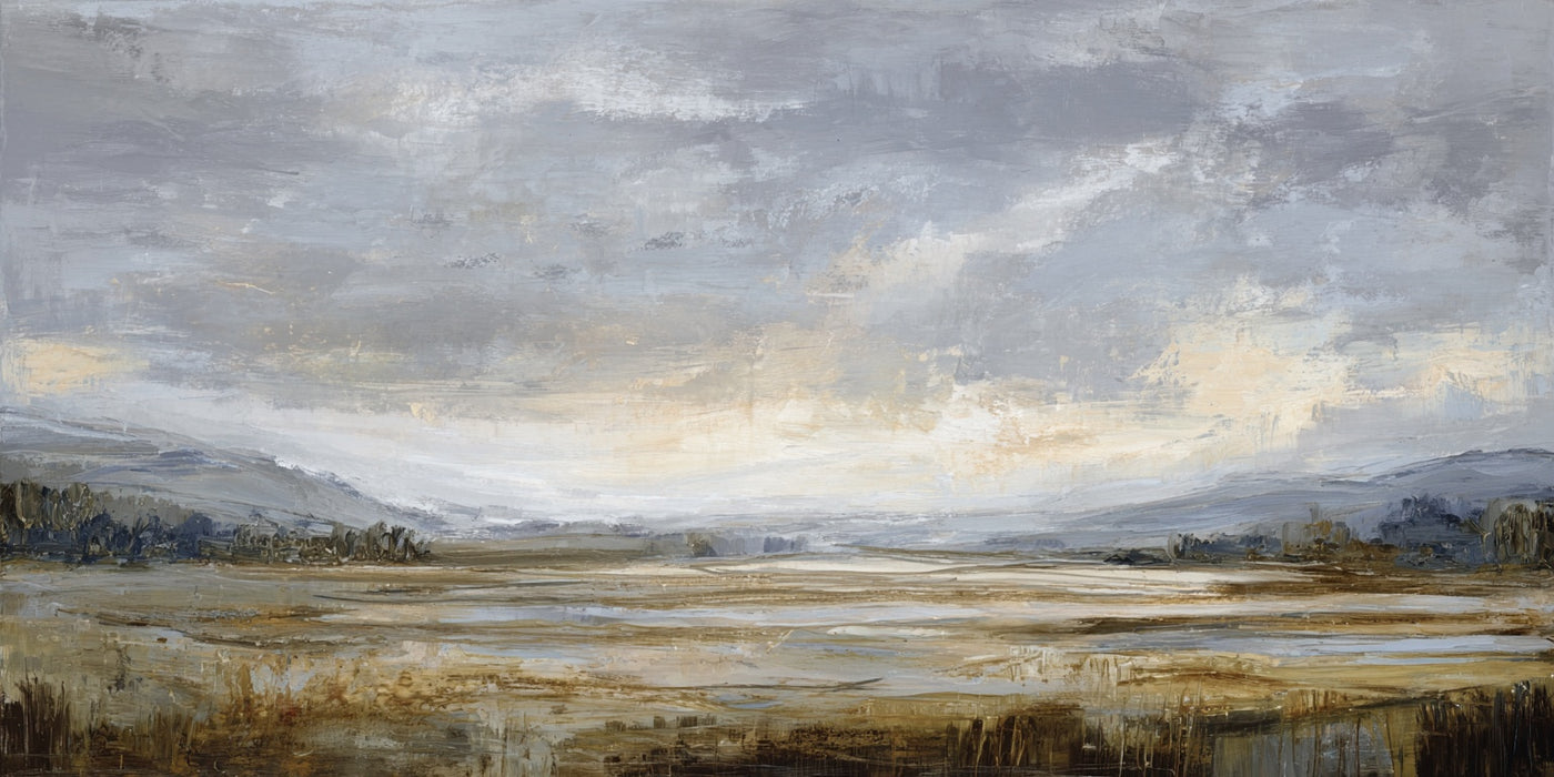 Serene Landscape Fields Sky Canvas Print