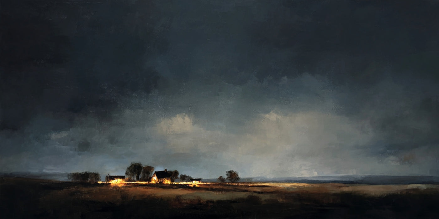 Impression sur toile représentant un paysage spectaculaire de ferme