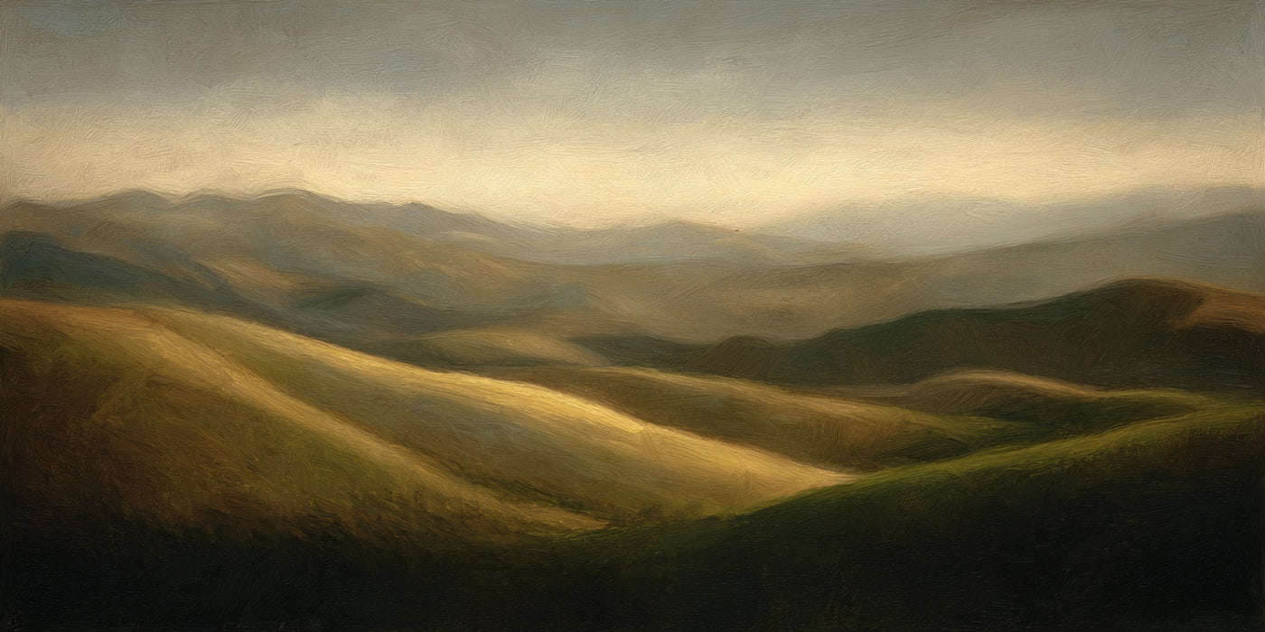 Landschaftsbild mit sanften Hügeln (Leinwanddruck)