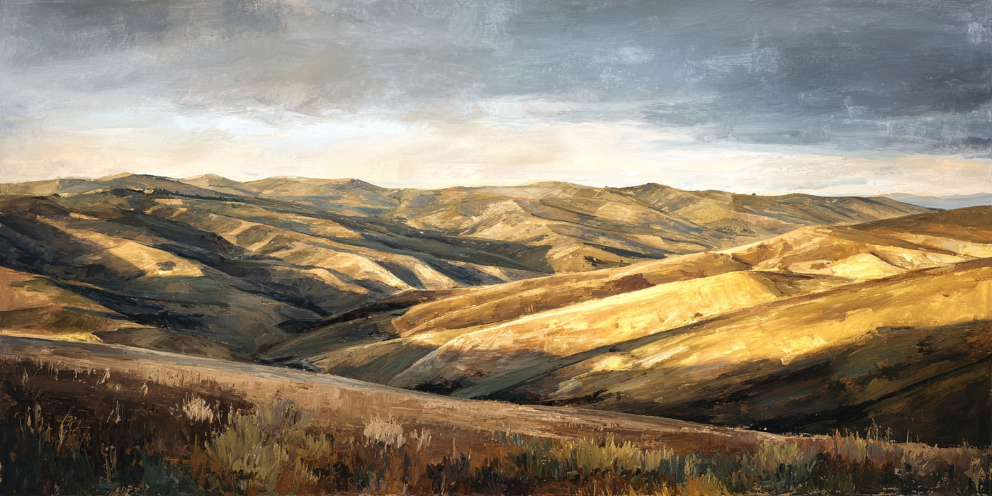 Impression sur toile du paysage des collines dorées ondulantes