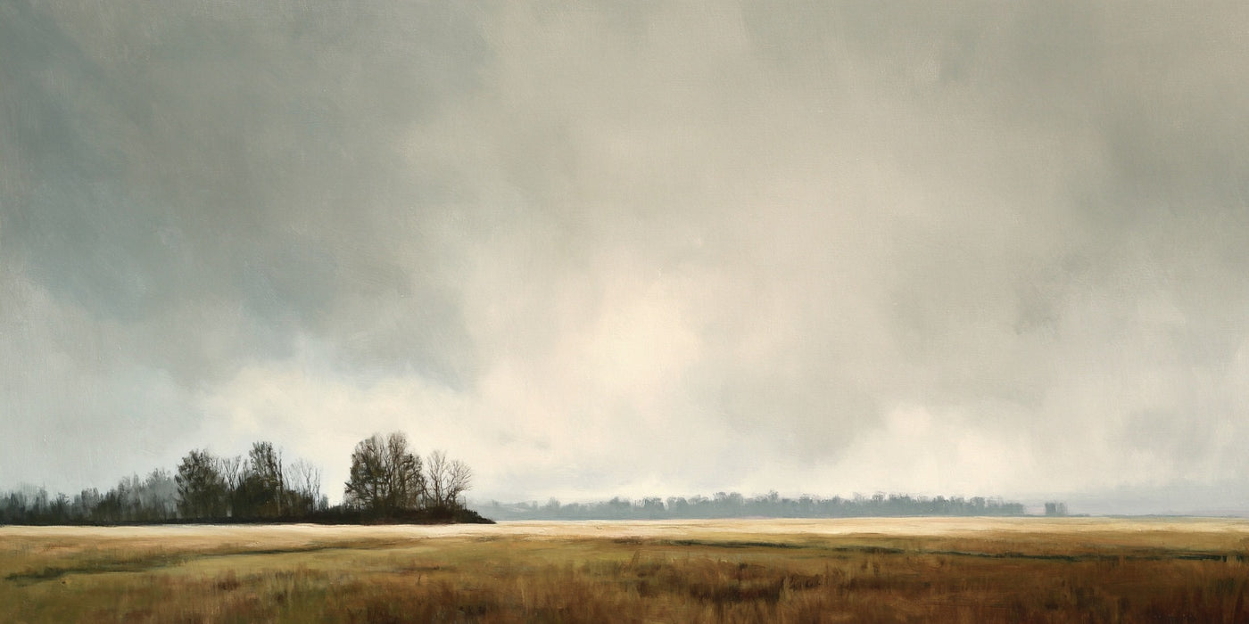 Impression sur toile d'un paysage serein de champ