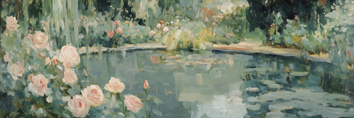 Abstract Garden Pond Canvas Art Print