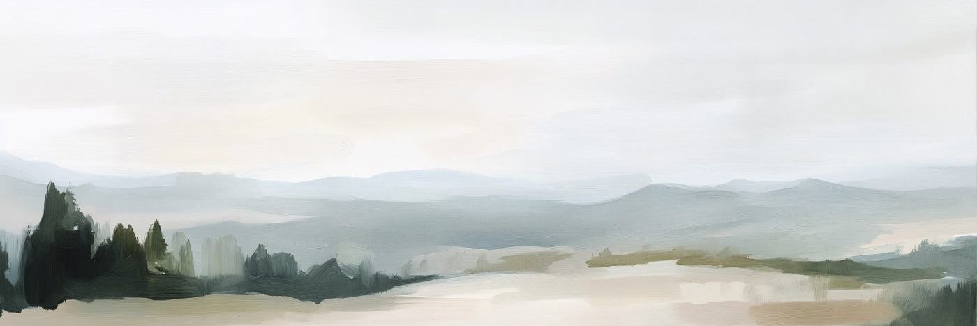 Leinwandbild: Landschaft aus nebligen Bergen