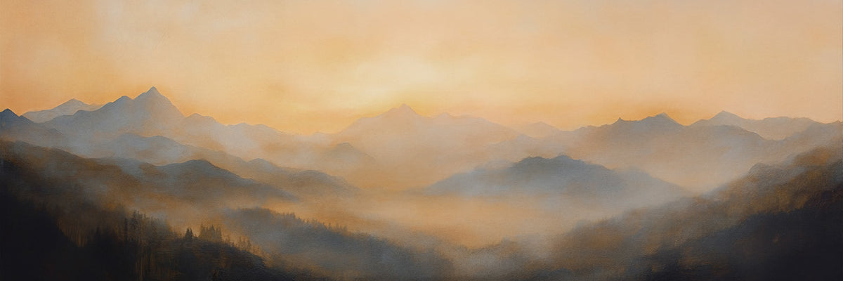 Golden Mountain Sunset Canvas Art