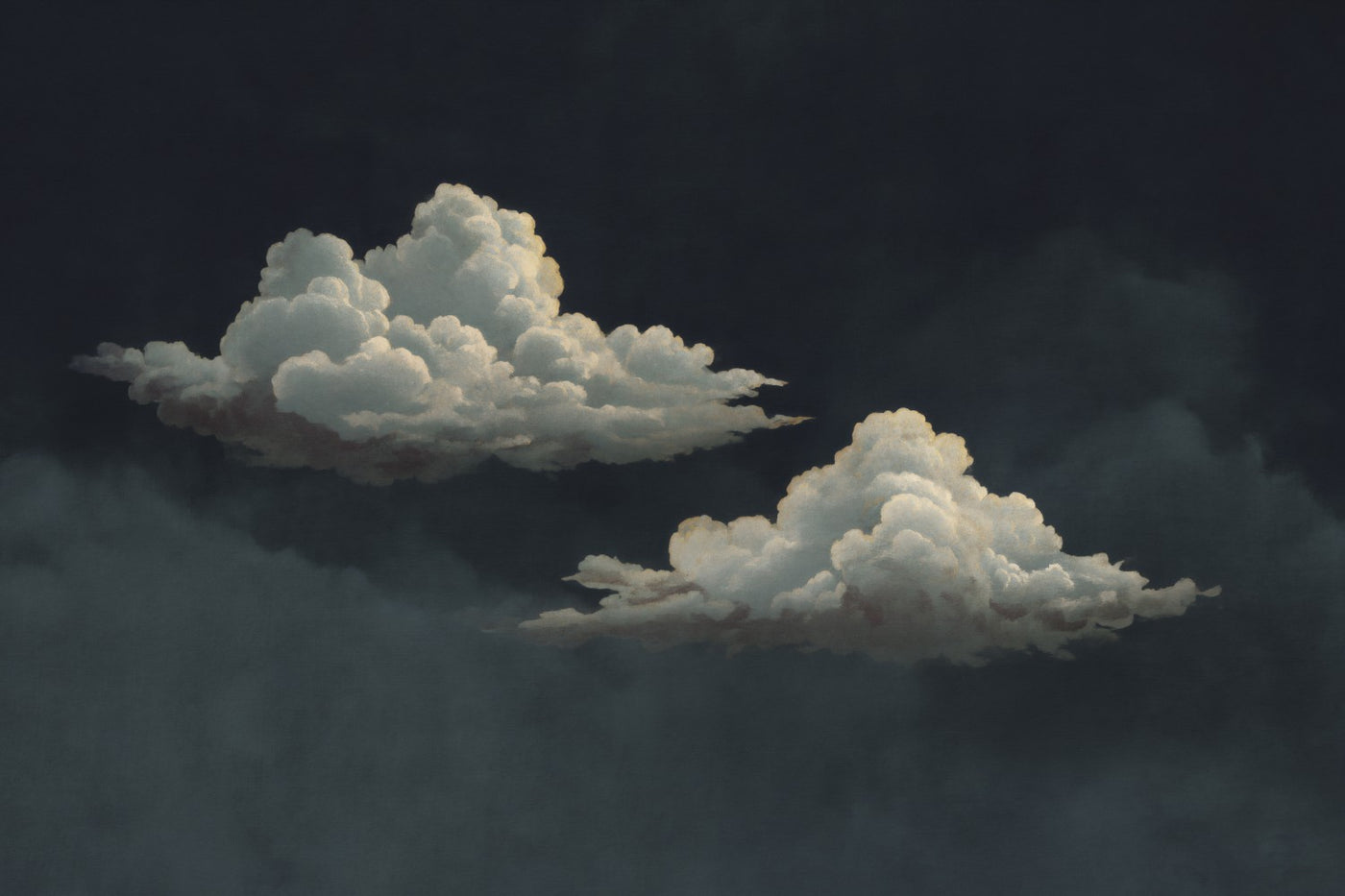Two Clouds Moody Navy Canvas Art