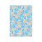 A vibrant pattern of Bluey characters dressed as bunnies, scattered amongst colorful Easter eggs in shades of pink, yellow, and blue against a sky-blue background.