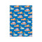 A whimsical repeating pattern of cartoon dogs relaxing on inflatable islands, featuring vibrant blues, oranges, and yellows, evoking a fun and carefree summer vibe for any room.