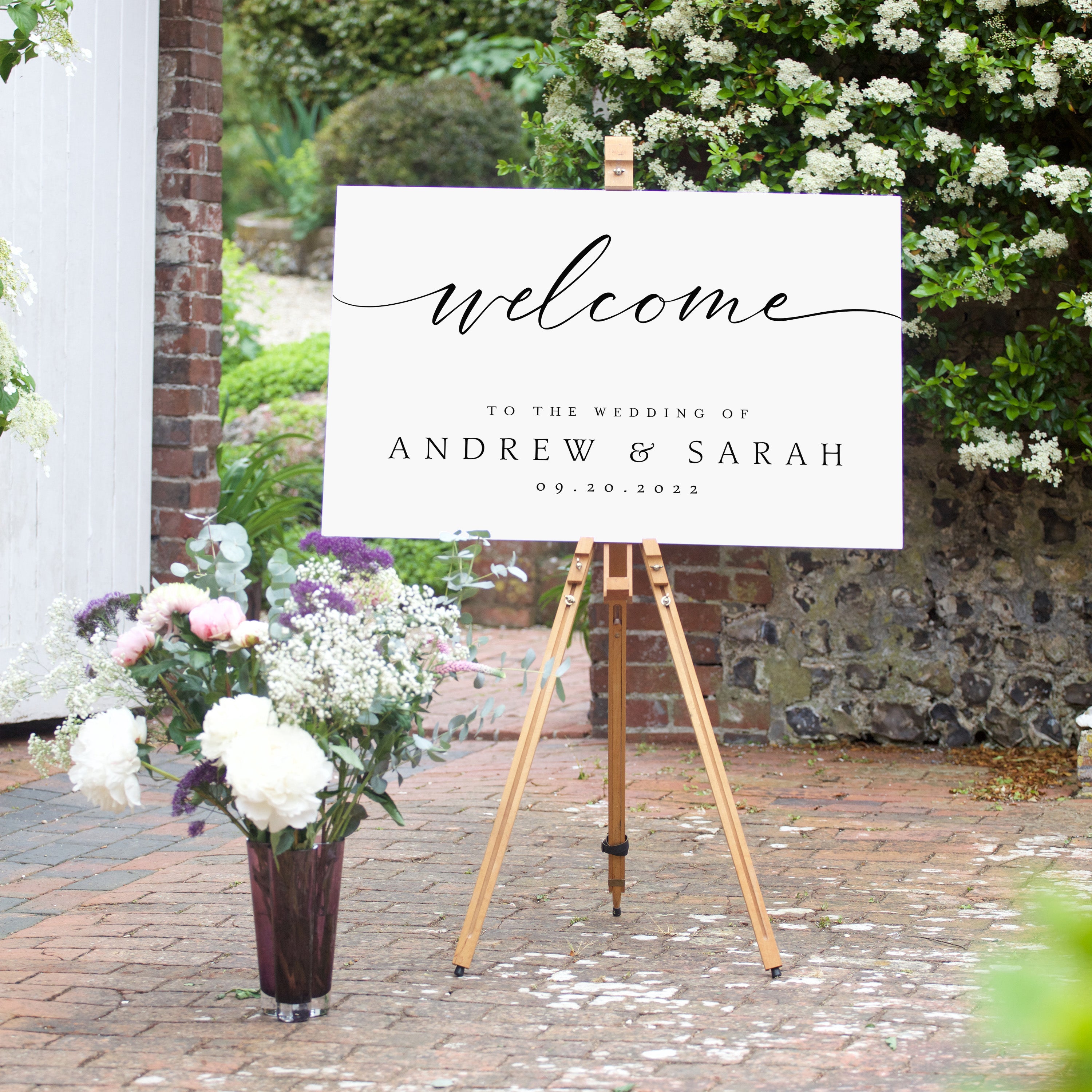 Personalized Wedding Welcome Sign - Custom Names & Date D7