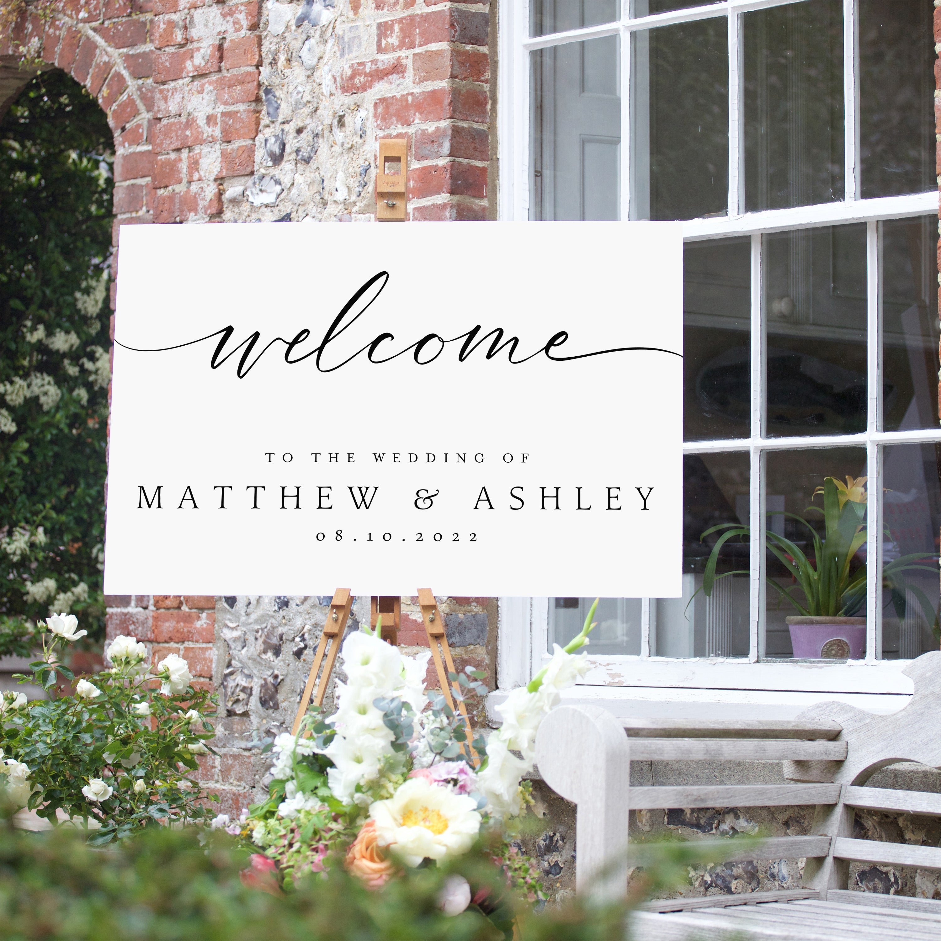 Personalized Wedding Welcome Sign - Custom Names & Date D7