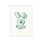 A whimsical sketch of Disney's Piglet's face and name in a soft teal color on an off-white background, evoking a feeling of sweet, gentle joy.
