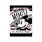 A stylized graphic depiction of Mickey Mouse in black and white, with the words 'Mickey Mouse' in a flowing script and 'An American Classic' below. The background features radiating lines in soft pink and grey.