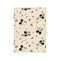 A whimsical black pattern of Mickey Mouse faces and musical notes scattered across a textured, creamy beige background, evoking a sense of playful nostalgia and vintage charm for interior decor.