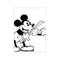 A graphic black and white illustration of Mickey Mouse joyfully playing the violin, with a clean, minimalist aesthetic that brings a touch of classic animation and musical charm to a space.