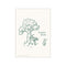 A charming, hand-drawn sketch in forest green features a fluffy tree with a 'Trespassers Will' sign and a joyful Piglet walking nearby against a creamy background.