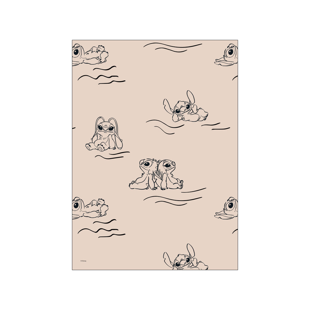 Disney Stitch & Angel Line Pattern Art Print | Uplift Home D