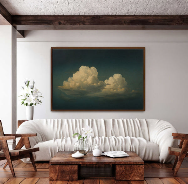 Vintage Floating Moody Cloud Painting Canvas Art for Living room