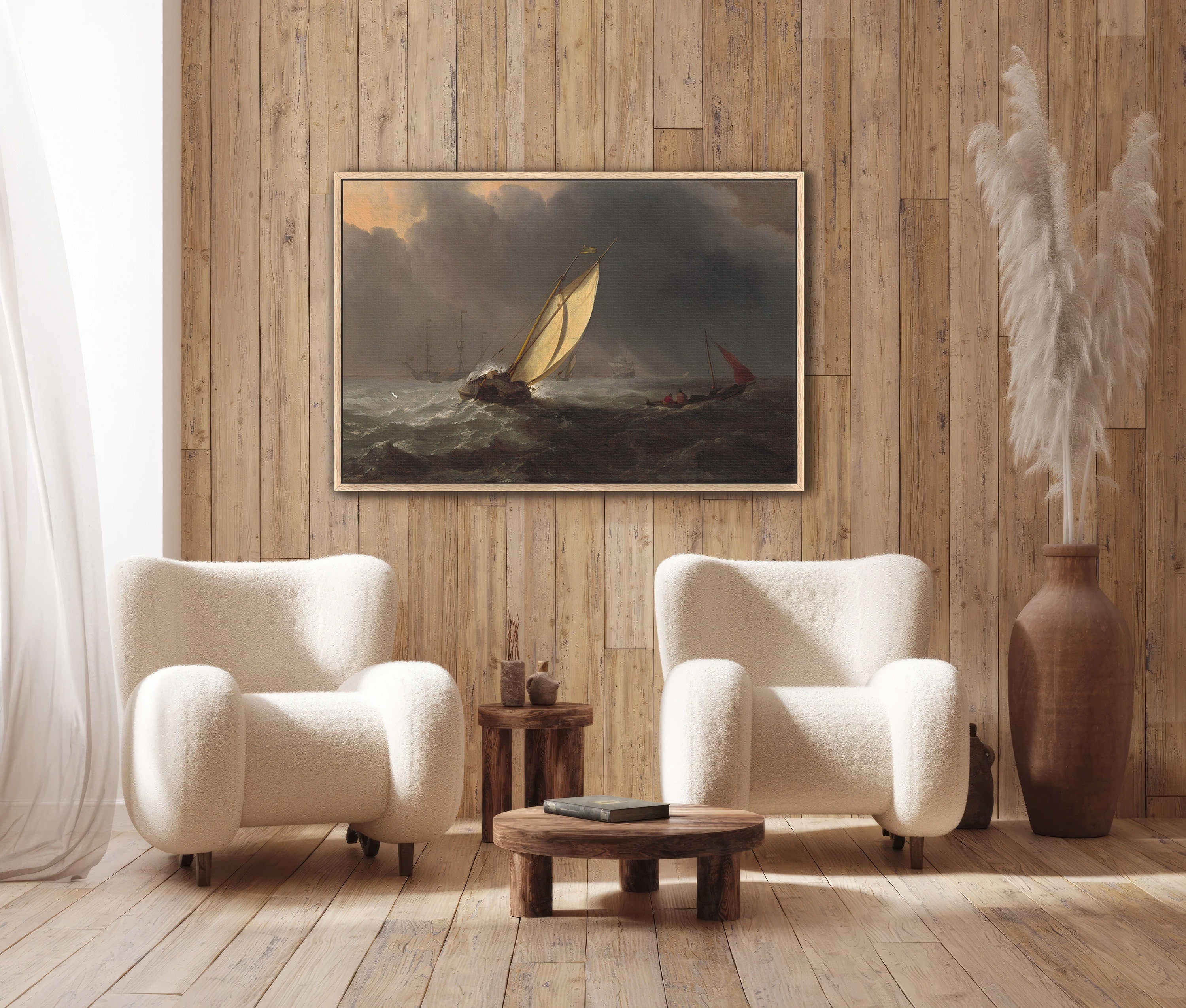 Vintage Stormy Sea Painting Canvas Art for Living room - View 5