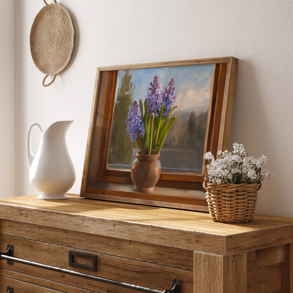 Hyacinth Flower In A Pot Painting Canvas Art for Living room - View 4