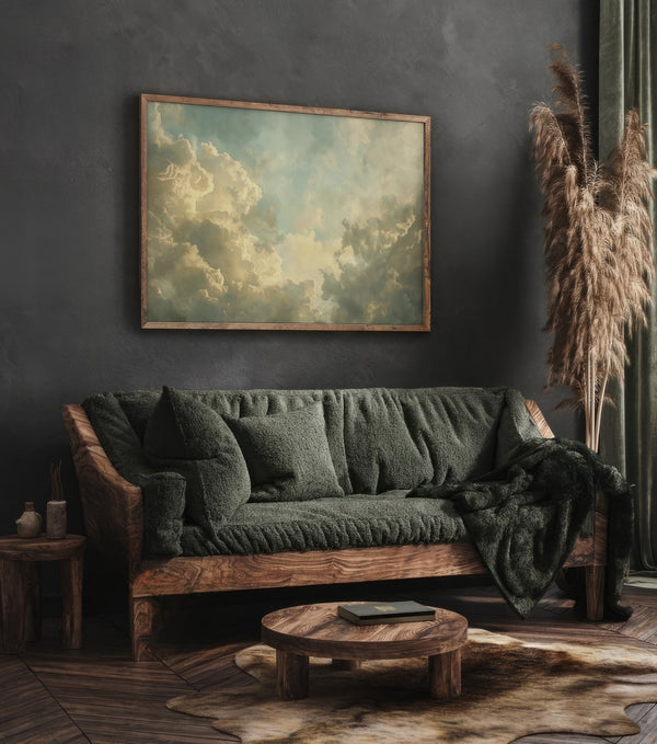 Vintage Moody Clouds Painting Canvas Art for Living room