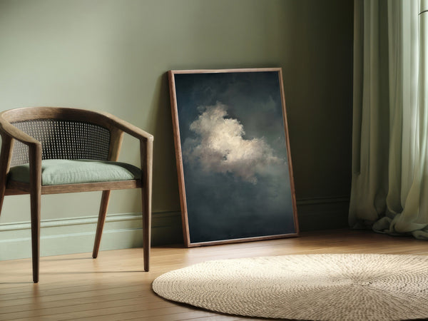 Vintage Moody Cloud Painting Canvas Art for Living room