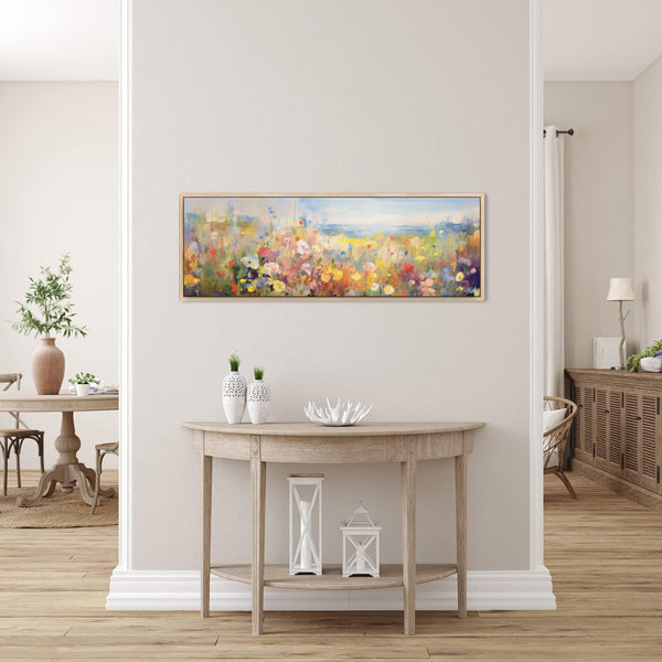 Abstract Floral Meadow Wide Art Print Canvas Art - View 4