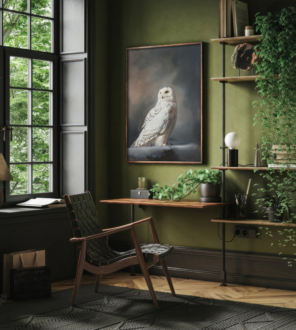 Snowy Owl Art Painting - Moody Canvas Art for Living room - View 6