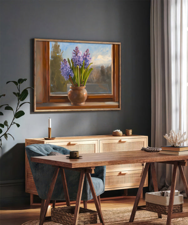 Hyacinth Flower In A Pot Painting Canvas Art for Living room - View 2