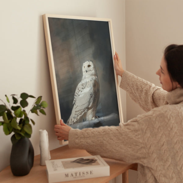 Snowy Owl Art Painting - Moody Canvas Art for Living room - View 4