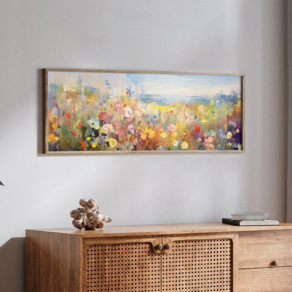 Abstract Floral Meadow Wide Art Print Canvas Art