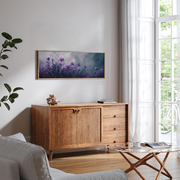 Aster Flower Wide Art Print - Moody Canvas Art - View 5