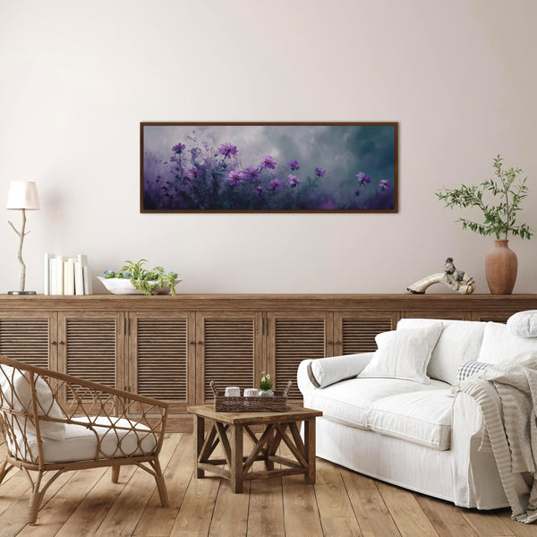 Aster Flower Wide Art Print - Moody Canvas Art - View 6
