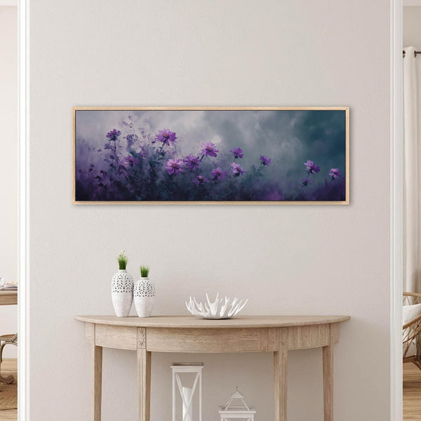 Aster Flower Wide Art Print - Moody Canvas Art