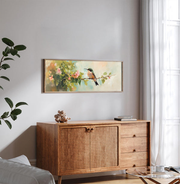 Hummingbird Wall Art Framed - Moody Canvas Art