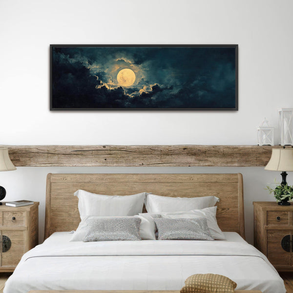 Moon At Night Wide Art Print - Moody Canvas Art - View 6