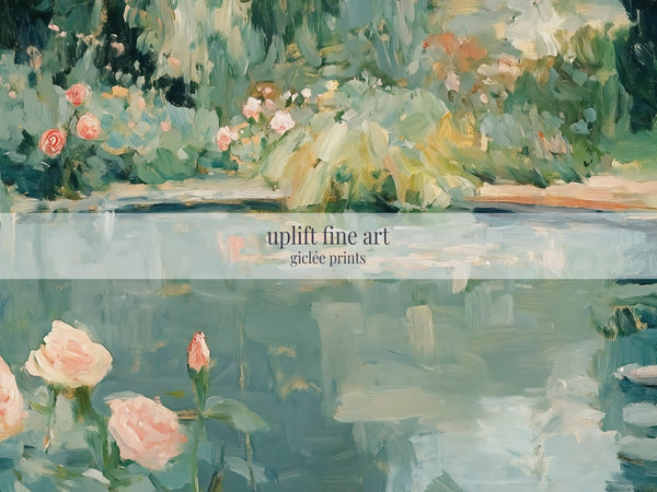 Abstract Garden Pond Painting Canvas Art - View 2