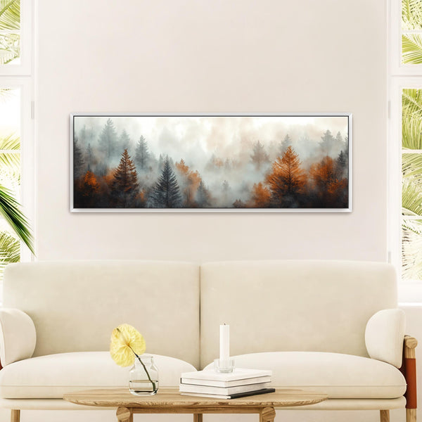 Misty Forest Landscape Art Print - Rustic Canvas Art - View 3