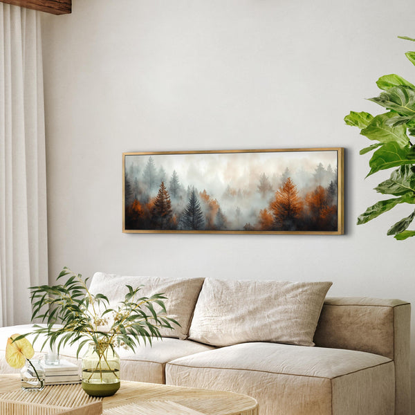 Misty Forest Landscape Art Print - Rustic Canvas Art - View 6