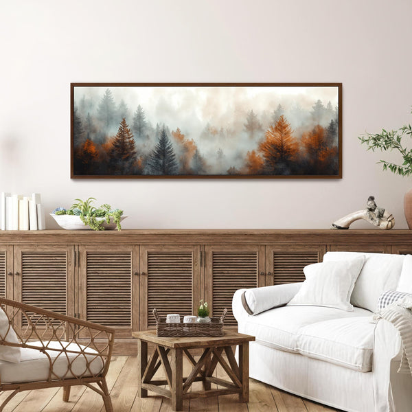 Misty Forest Landscape Art Print - Rustic Canvas Art - View 4