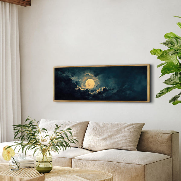 Moon At Night Wide Art Print - Moody Canvas Art - View 7