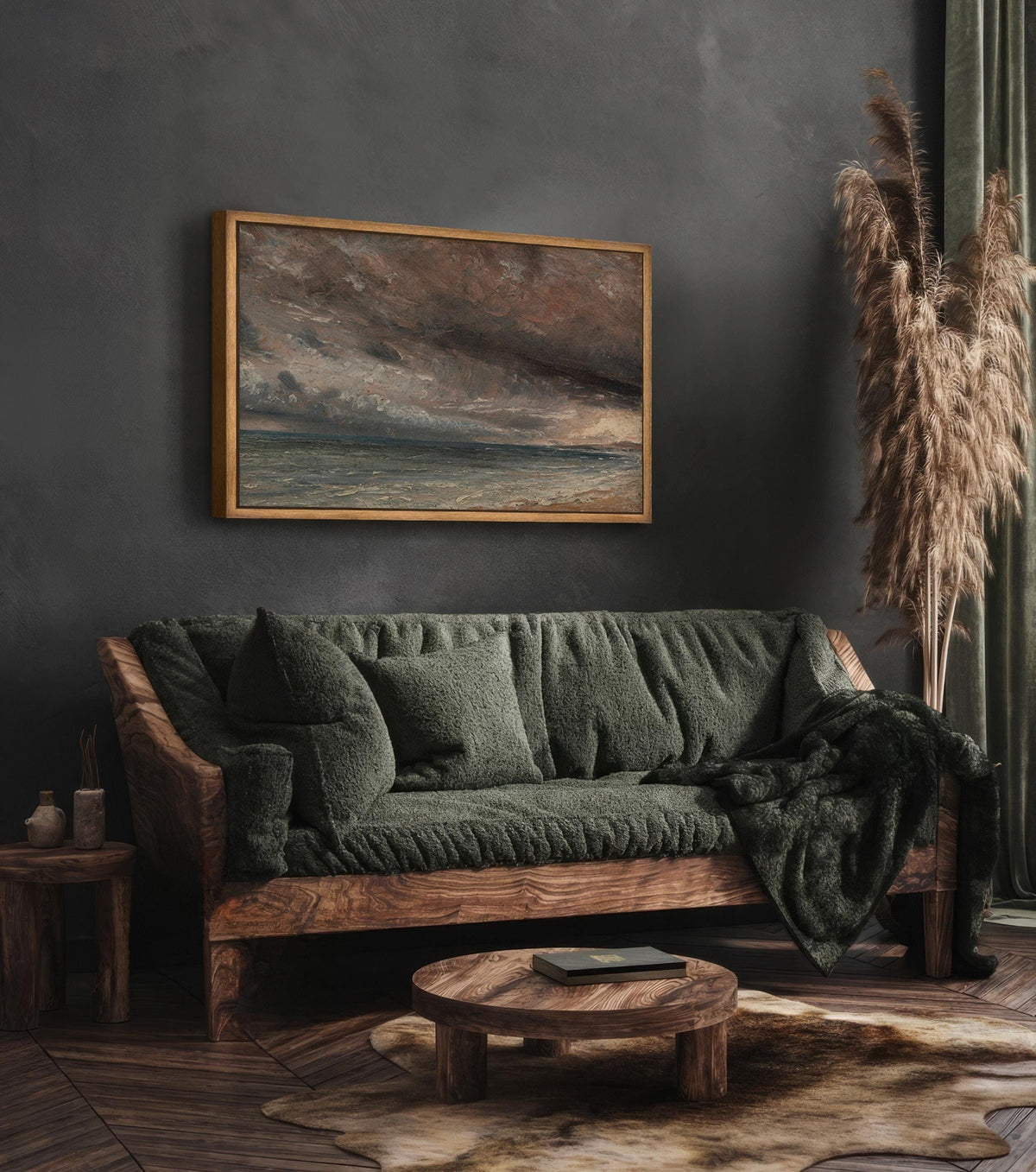 Vintage Storm Moody Cloud Painting Canvas Art for Living room